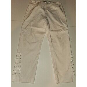 Girls White Denim Pants Open At Bottom Sparkle Size 4 Teen EURO4 brand Clean